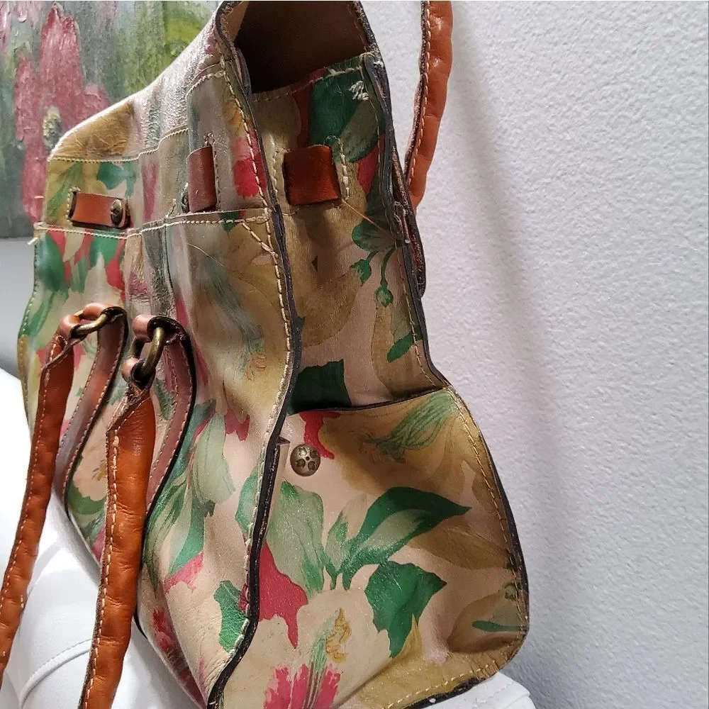 Patricia Nash Vienna Floral Painted Leather Satchel